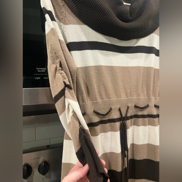 Pink Rose Brown and Cream Striped Sweater Dress - Picture 3 of 4